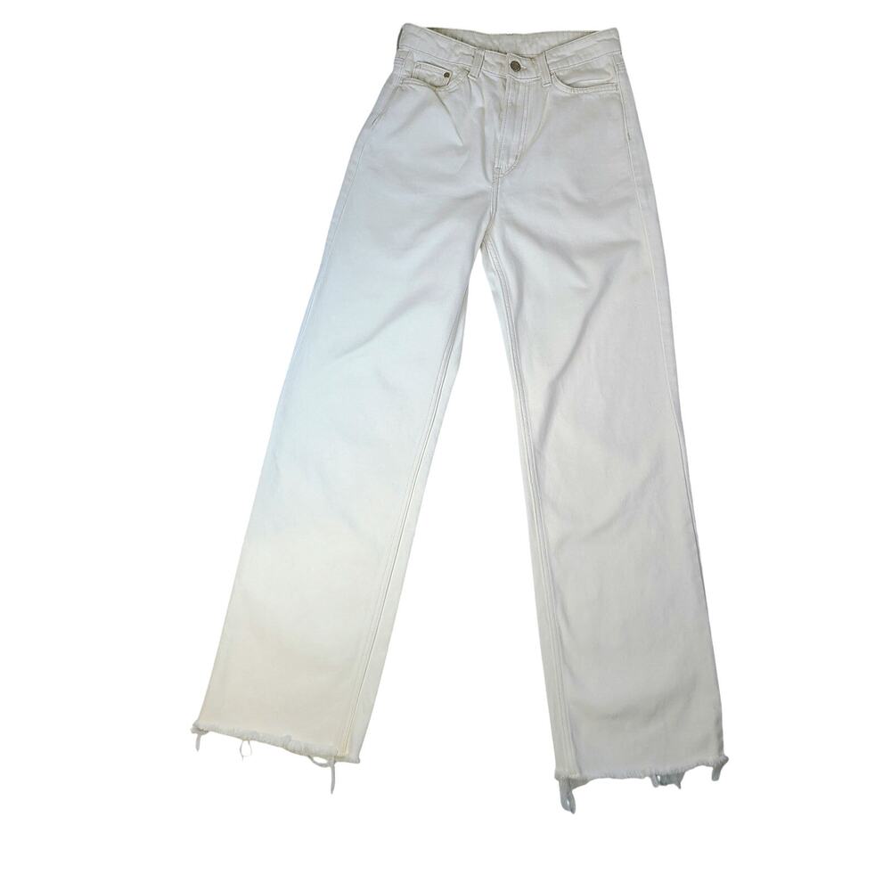 &Denim Women's Wide Leg Ultra High Waist Size 4 Ivory Jeans